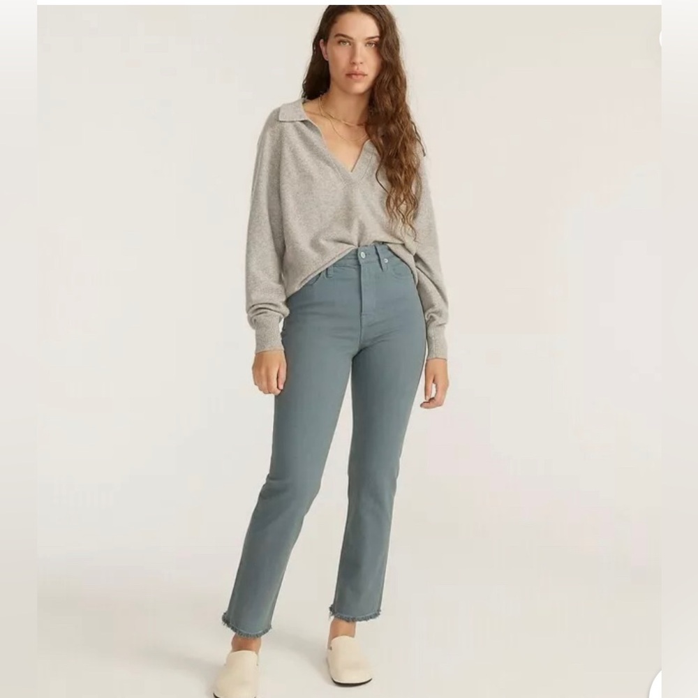 NWT JCrew Women’s Slate Green High Rise Straight Leg Jeans sz 26Tall